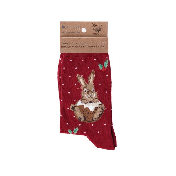 Rabbit Christmas Socks - Little Pudding - Red